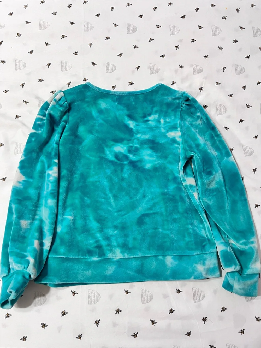 btween Teal and White Tie-Dye Crewneck Sweater